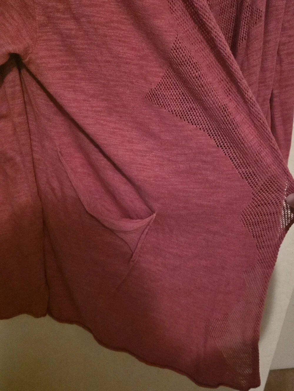 Moth Women’s Pink Open-Front Knit Cardigan Sweater with Draped Pockets Size XL